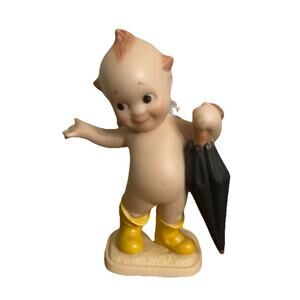 KEWPIE Baby Cupid Bisque Porcelain Figurine Don't Forget Your Umbrella by Jesco